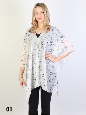 Reversible Pearl Chiffon Top with Music Notes